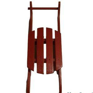 12" x 4" Red Wooden Sled Sleigh for Display Christmas Home Decoration Decor